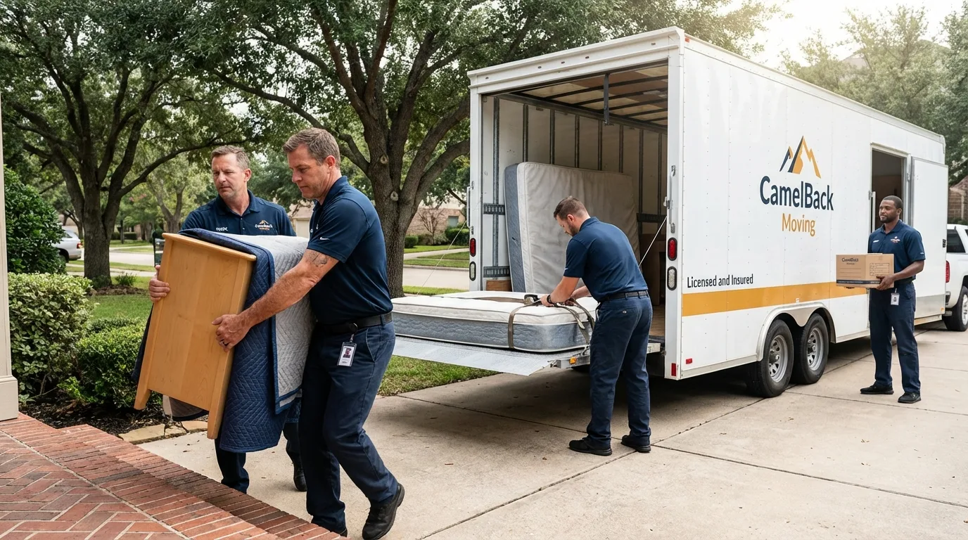 Crew loading residential truck for cross-state move from Southbridge, MA